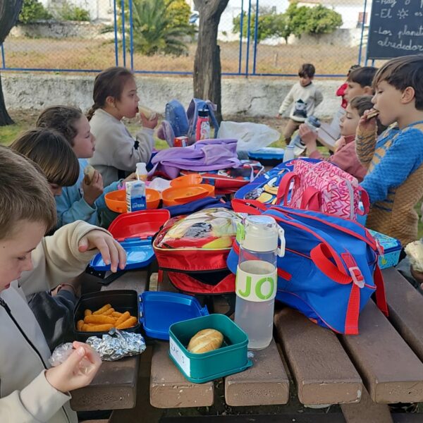 🌟 Desayuno sostenible en el aula exterior 🌟